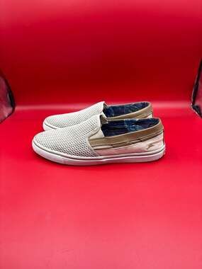 Tommy Bahama Jaali Men's Beige Tan Knit Fabric Slip-On Loafers